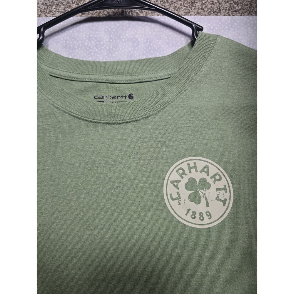 Carhartt Loose Fit Men's XL Long Sleeve T-Shirt Green Shamrock & Logo